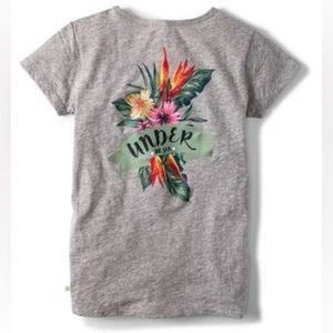 Disney x Roxy Girl Gray Tropical "Under The Sea" Floral Graphic Tee Size 16/XXL